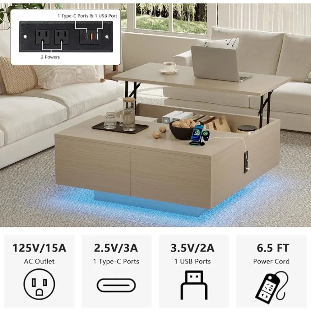 Square Lift Top Coffee Table
