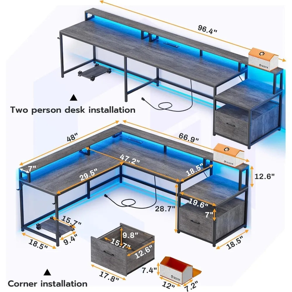 Office Desk with Wood File Drawer