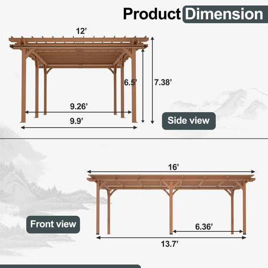 Outdoor Gazebo Wooden Grape Pergola