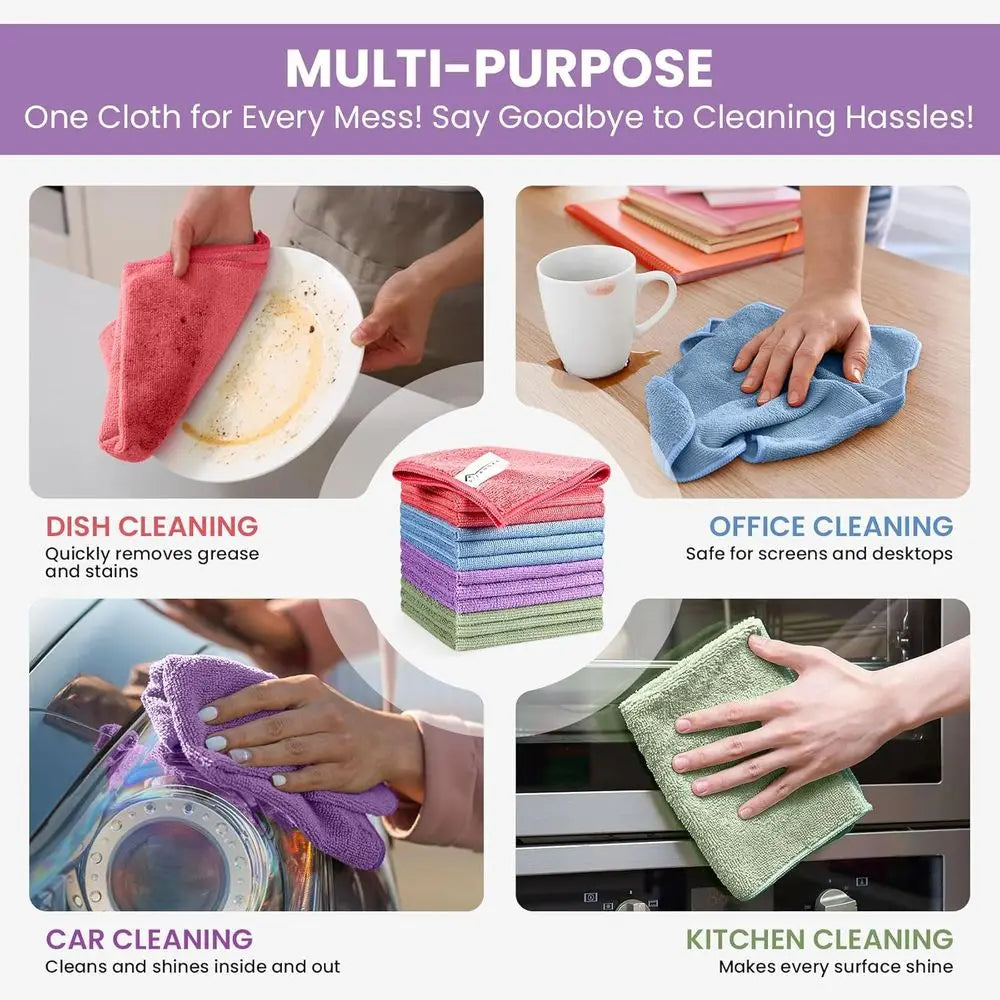Cleaning Cloth, 12 Pack Assorted Color