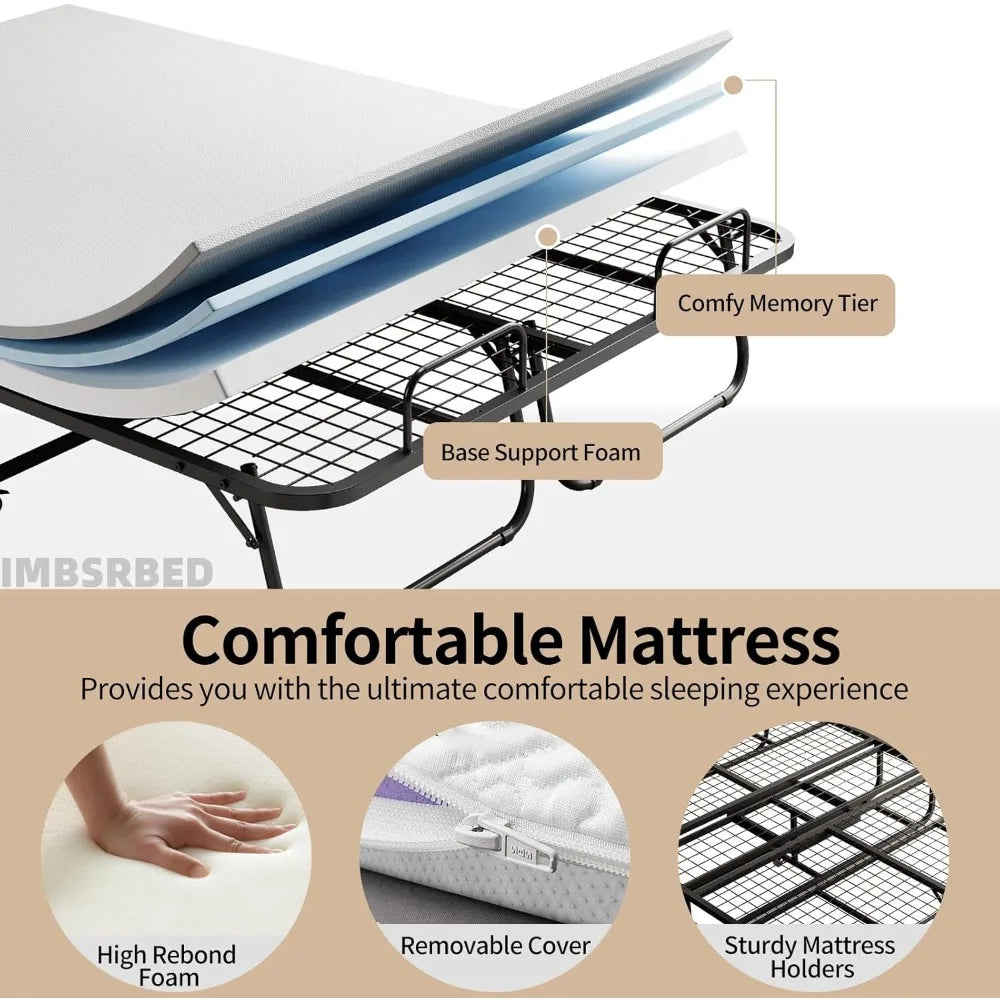 Portable Folding Bed with Mattress