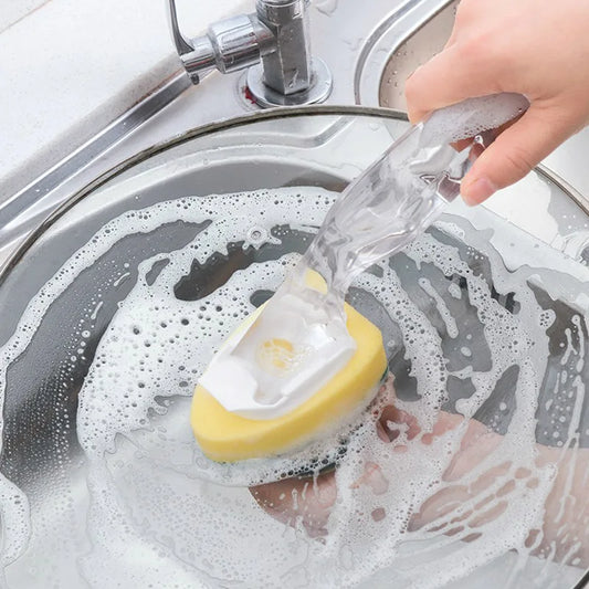 Long-Handle Dish Brush with Soap Dispenser