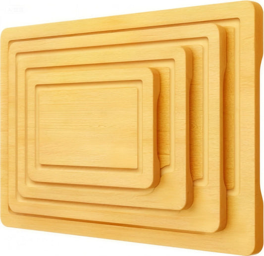 Bamboo Cutting Board Set with Deep Juice Grooves