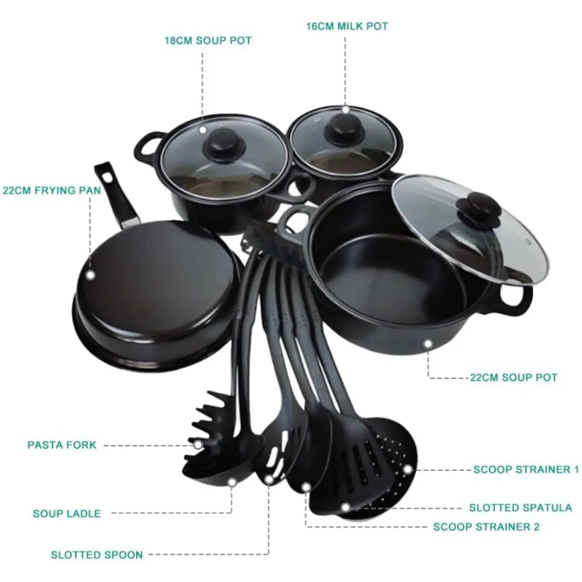 13 PCS Kitchen Cookware for Induction Cooker