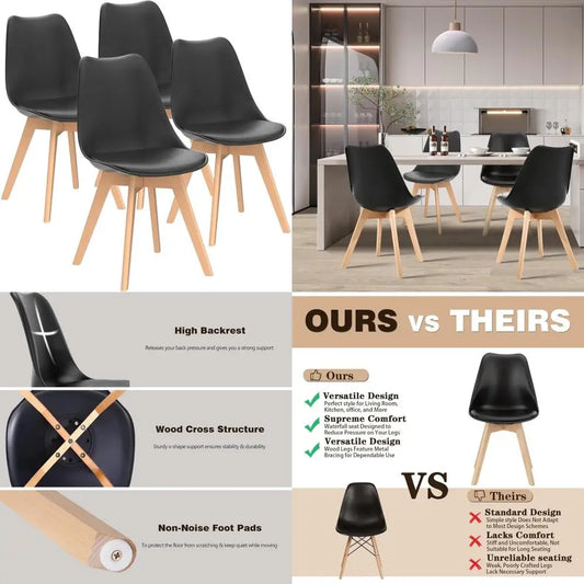 Dining Chairs Set of 4 with Wood Legs