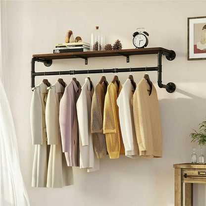 Wall Mounted Wood Pipe Shelving