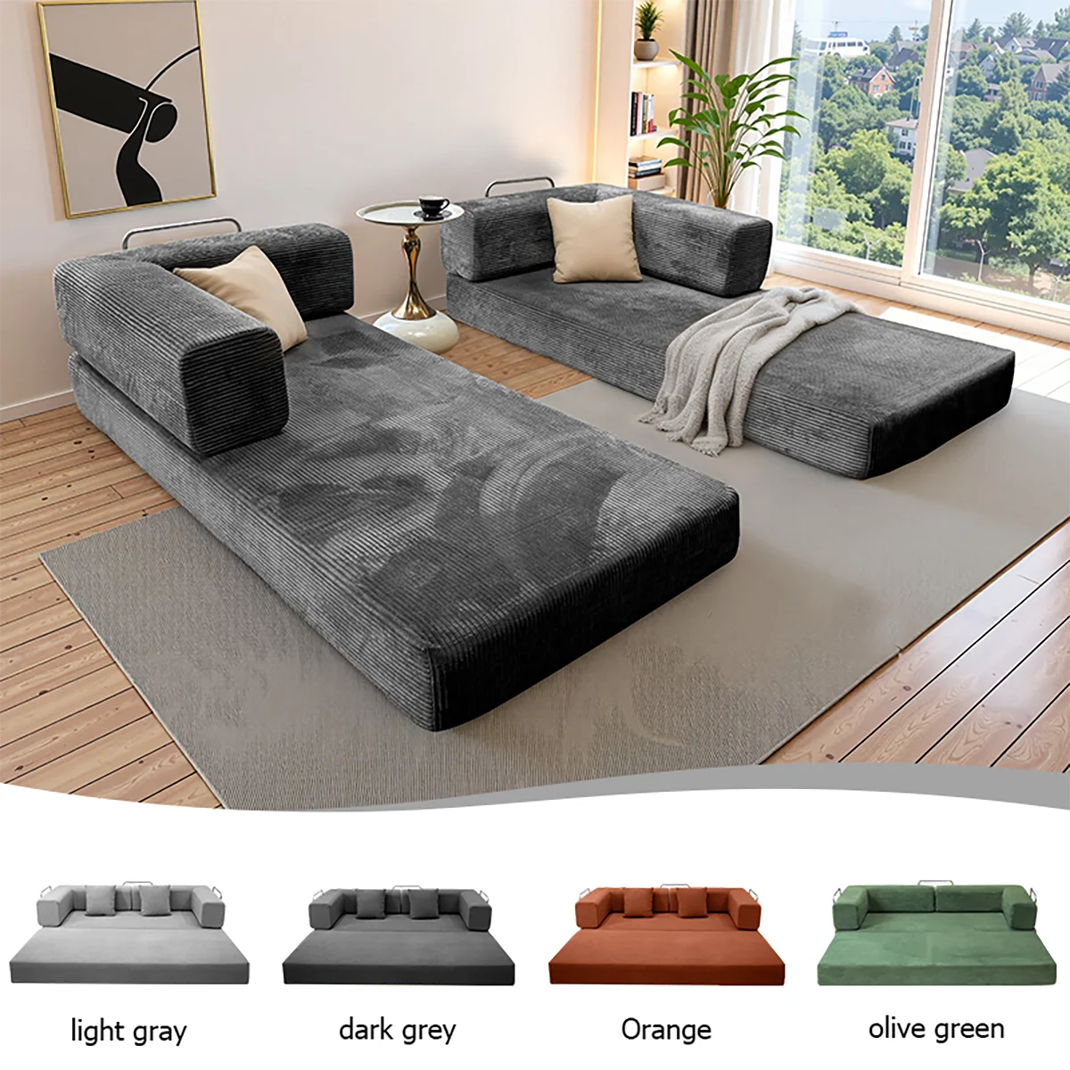 Foldable sofa bed with a removable backrest