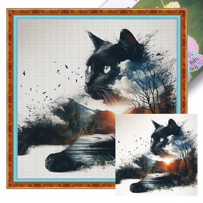 Printed Cat Cross Stitch Kit Art