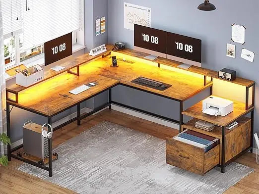 Office Desk with Wood File Drawer