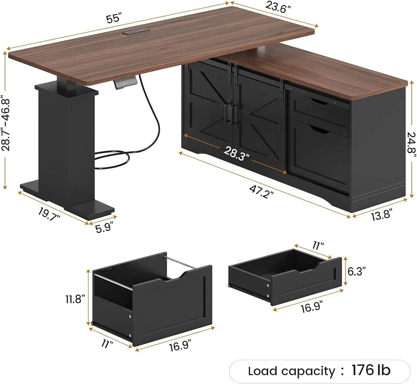 Farmhouse L-Shaped Standing Desk