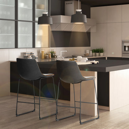 Leather Bar Stools Set of 2