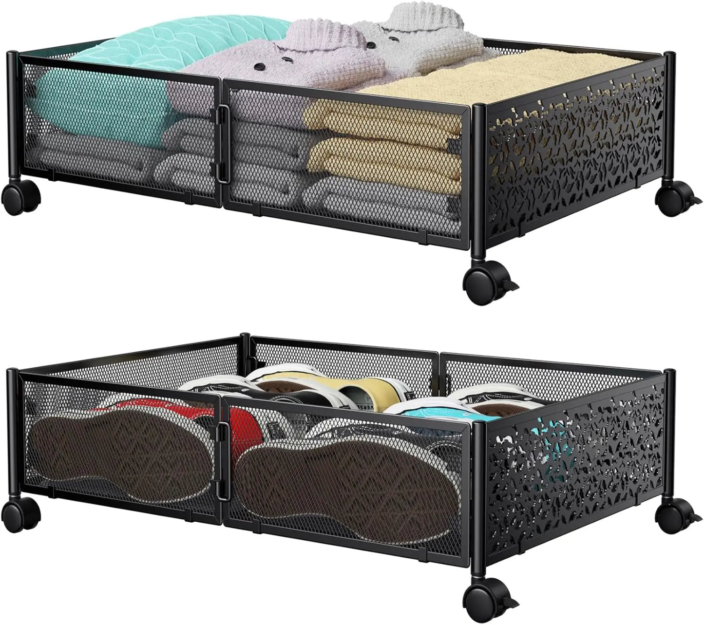 Metal Under Bed Storage Containers with Wheels