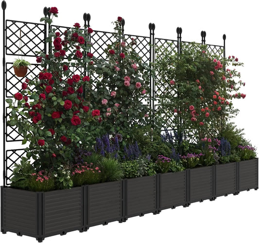 Plastic Planter Box w/ Trellis Rack