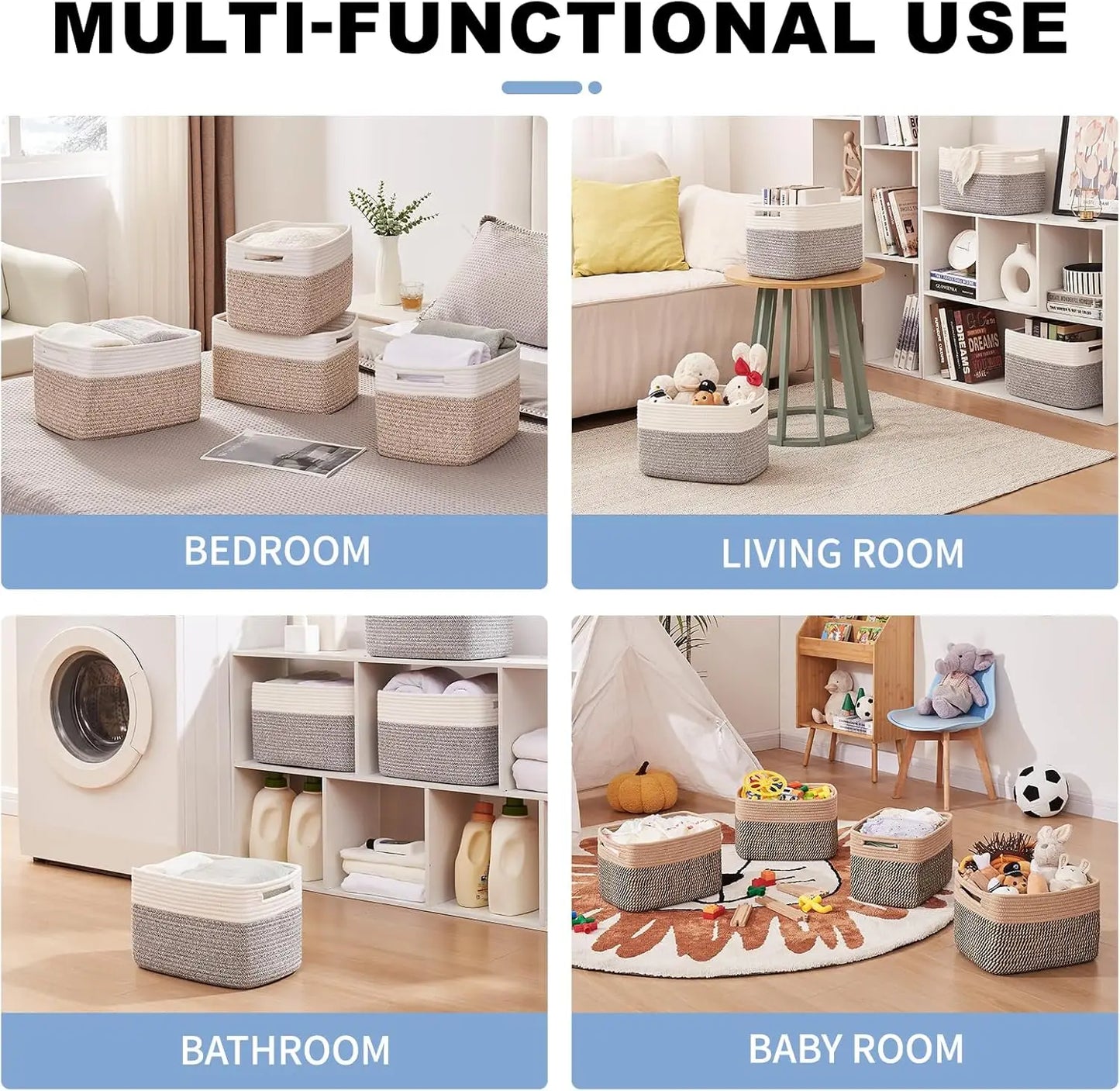 Woven Storage Baskets with Handles