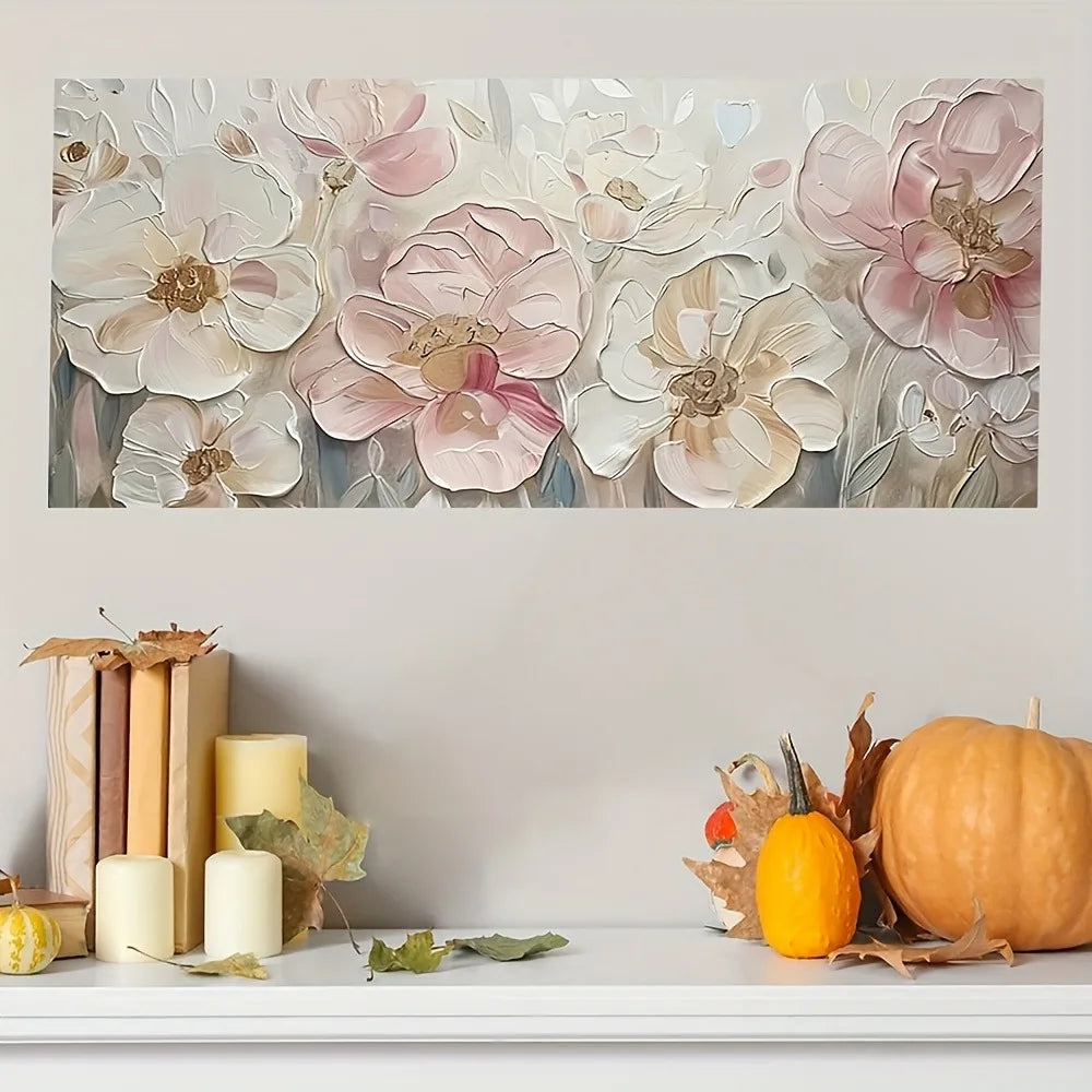 Pink floral canvas art