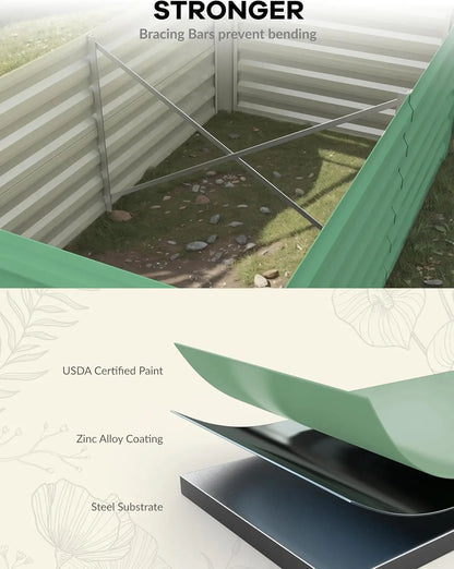 Galvanized Raised Garden Bed Deep Root Planter Box