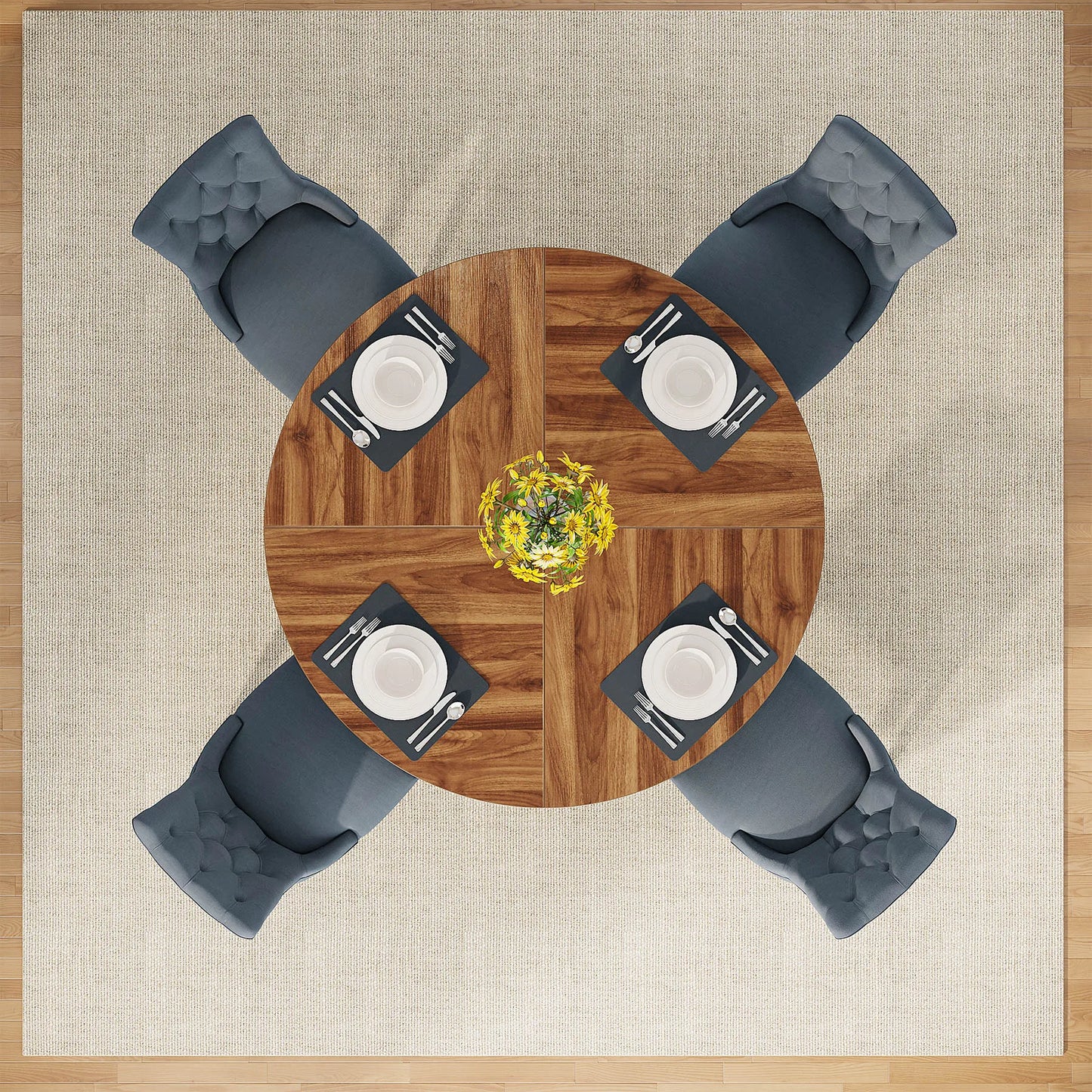 Round Dining Table for 4