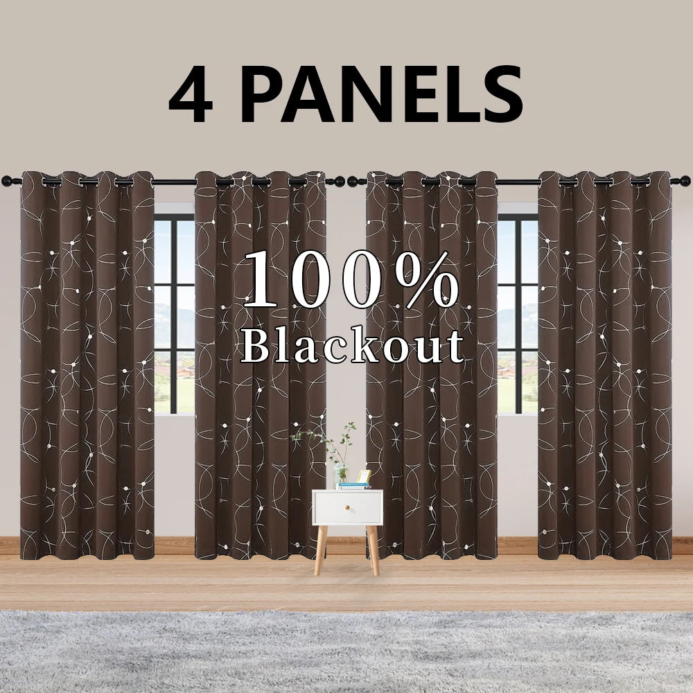 4PCS Blackout Curtains