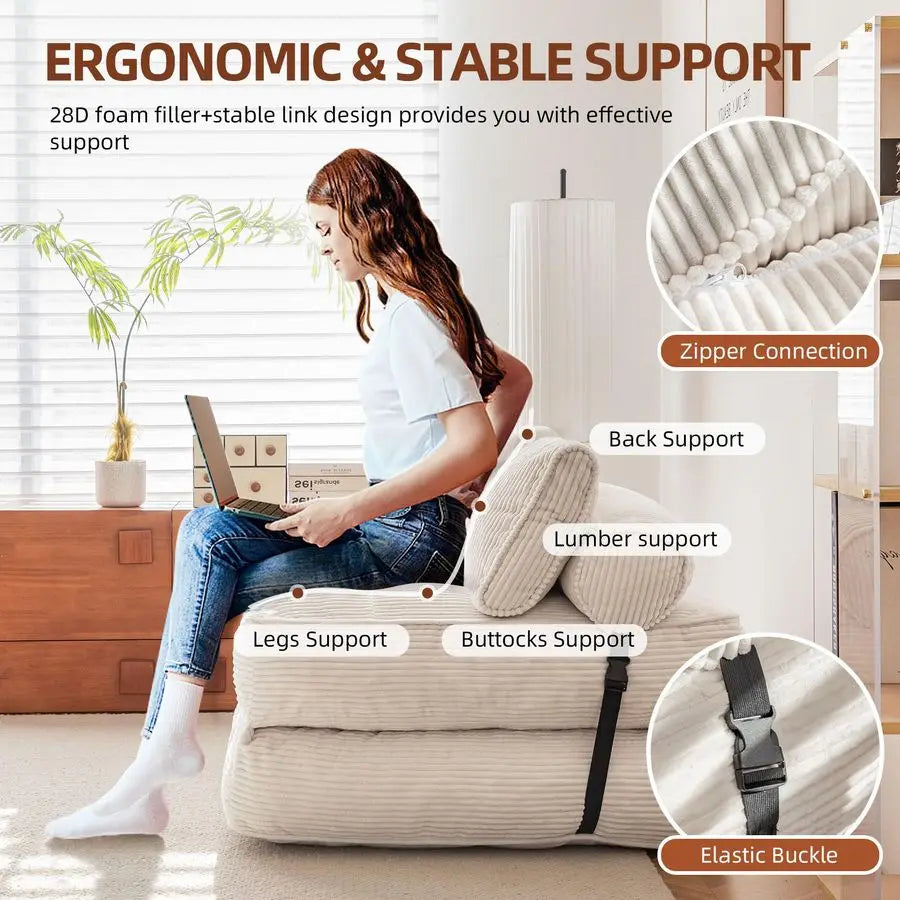 Convertible Sleeping Chair with Backrest Support