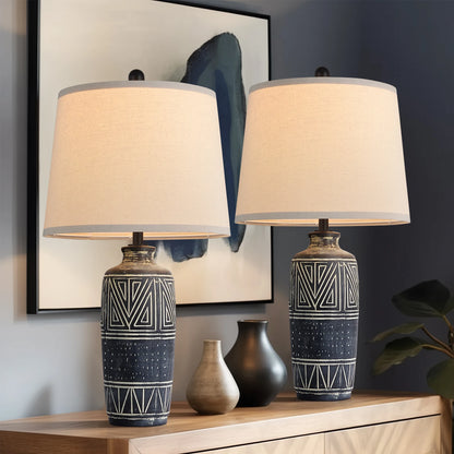 Ceramic Table Lamp With Linen Shade
