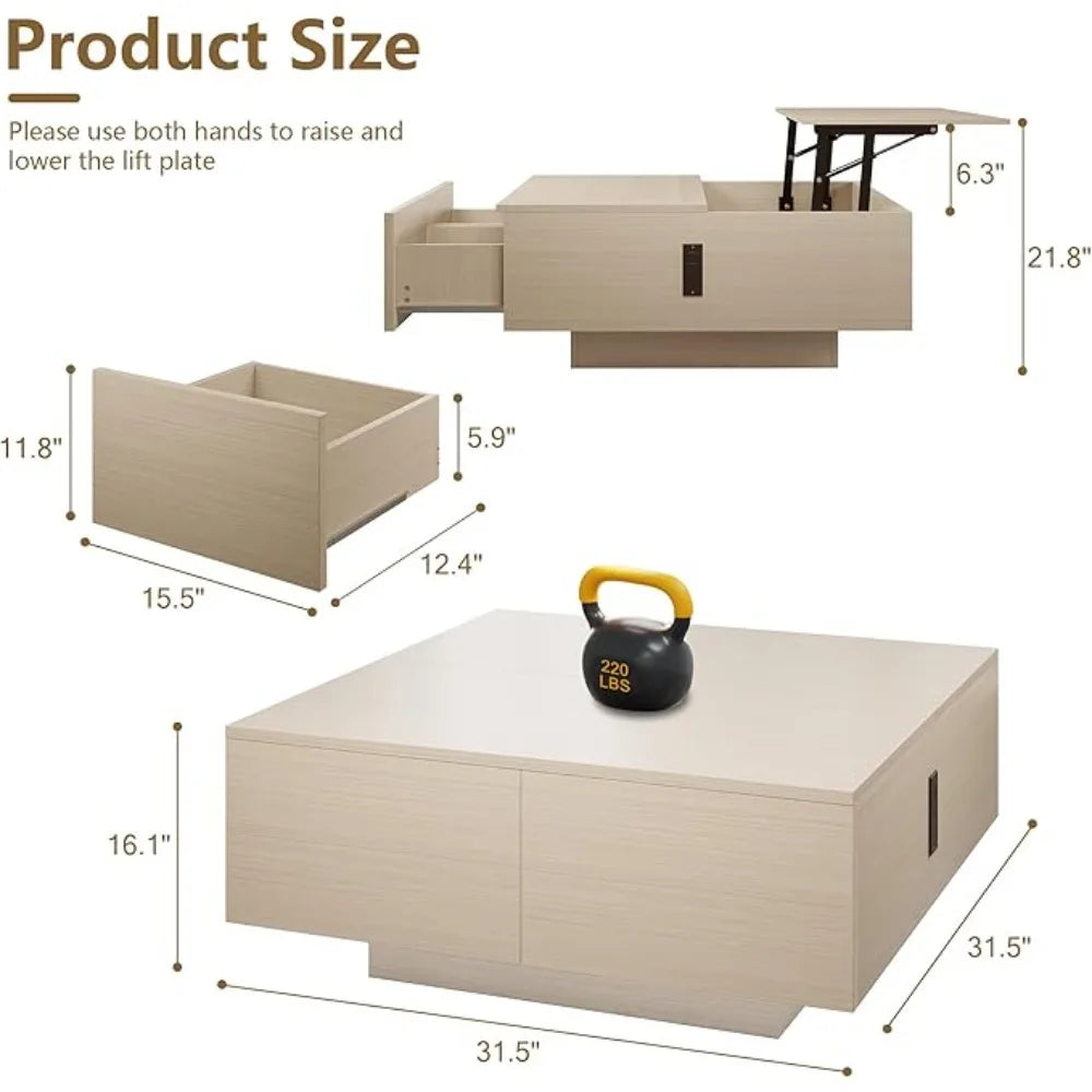 Square Lift Top Coffee Table