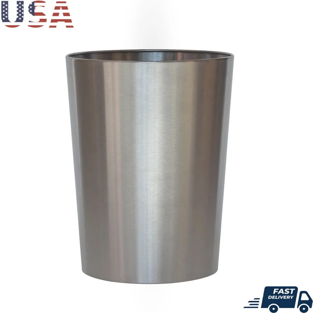Brushed Nickel Wastebasket