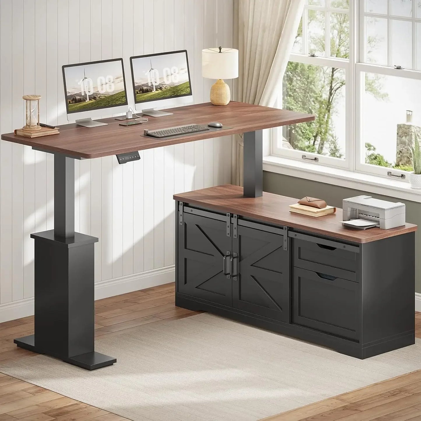 Farmhouse L-Shaped Standing Desk