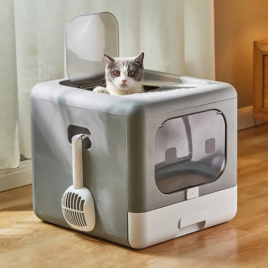 Cat Litter Box with Scoop and Tray