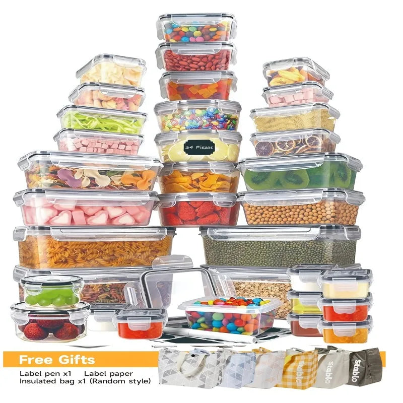 24 Airtight Containers & Lids with Labels