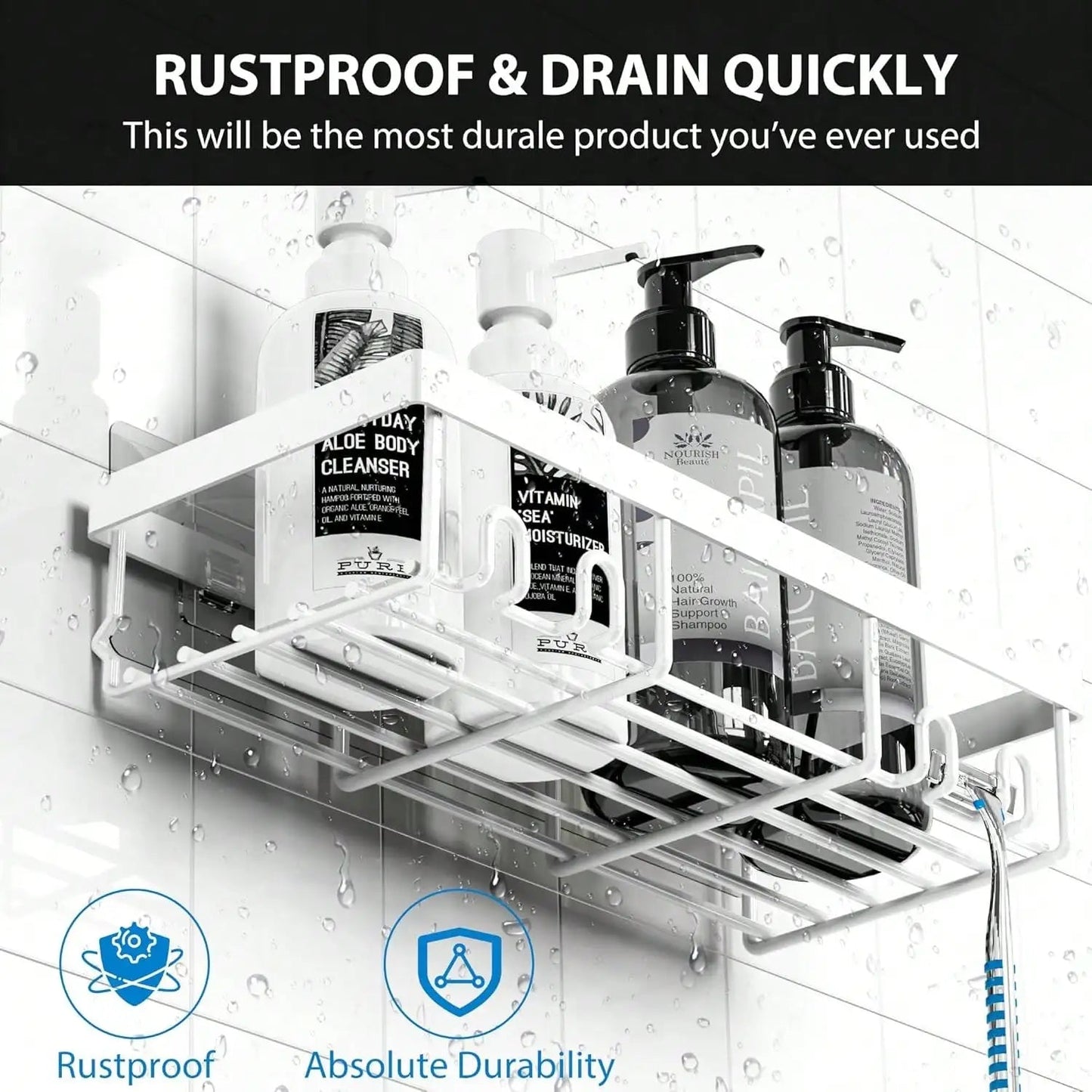 Adhesive Shower Caddy - DailyBasicNeeds.com