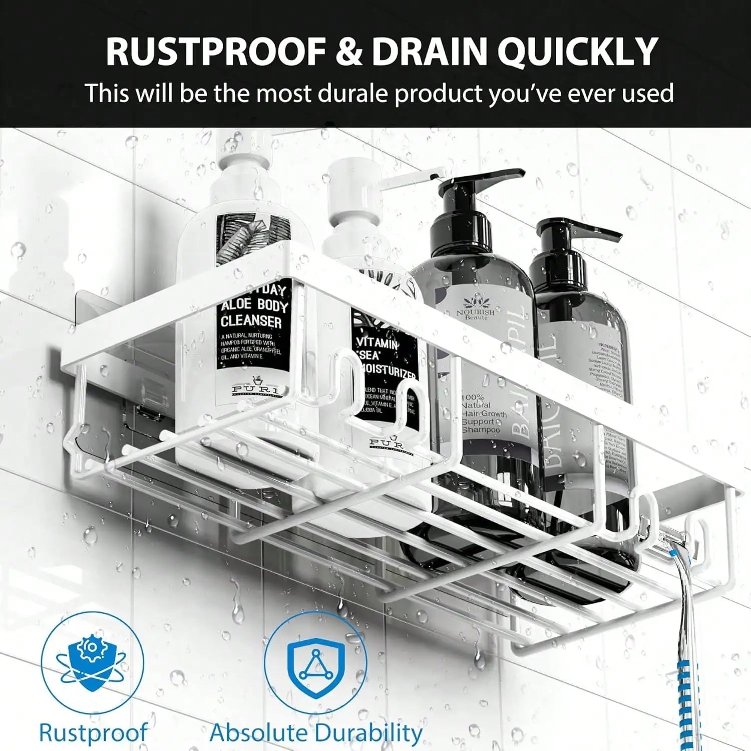 Adhesive Shower Caddy - DailyBasicNeeds.com