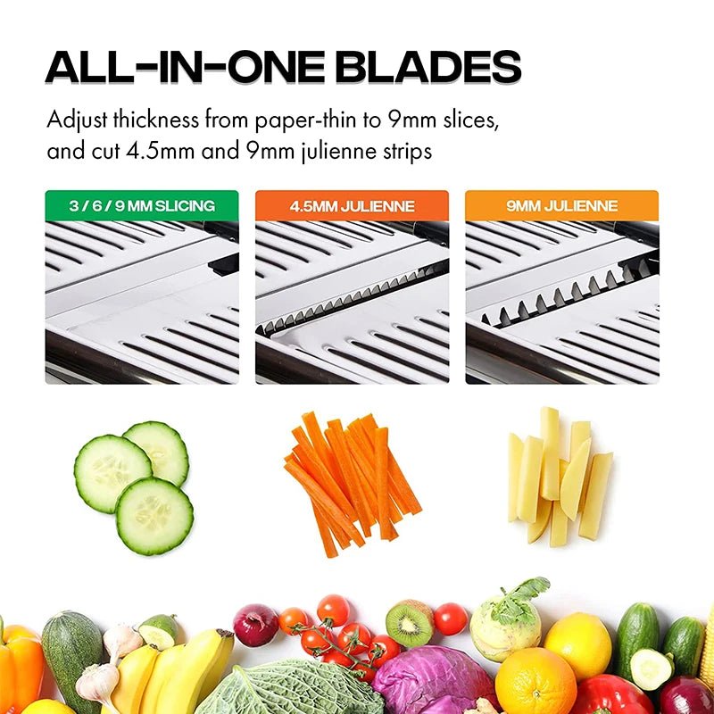 Adjustable Mandoline Slicer Stainless Steel Vegetable Slicer Chopper Cutter for Potato Tomato Onion Carrot JT213 - DailyBasicNeeds.com