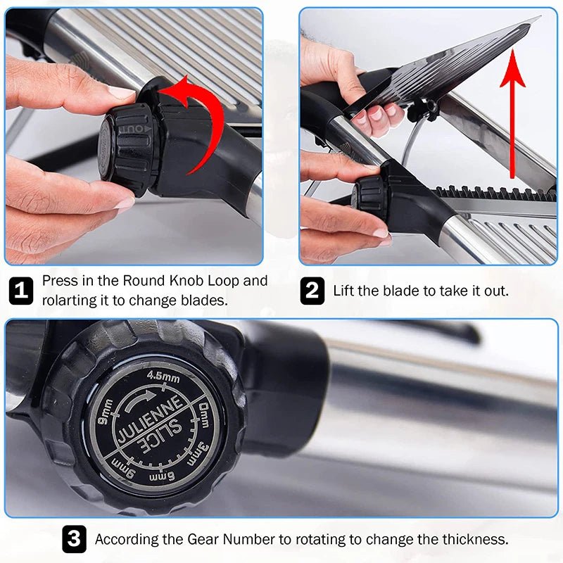 Adjustable Mandoline Slicer Stainless Steel Vegetable Slicer Chopper Cutter for Potato Tomato Onion Carrot JT213 - DailyBasicNeeds.com