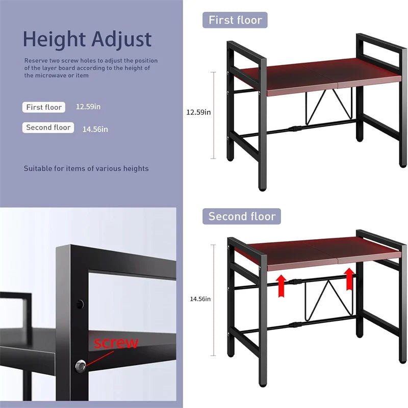 Adjustable Space - Saving Microwave Rack - DailyBasicNeeds.com