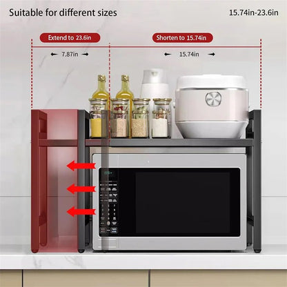 Adjustable Space - Saving Microwave Rack - DailyBasicNeeds.com