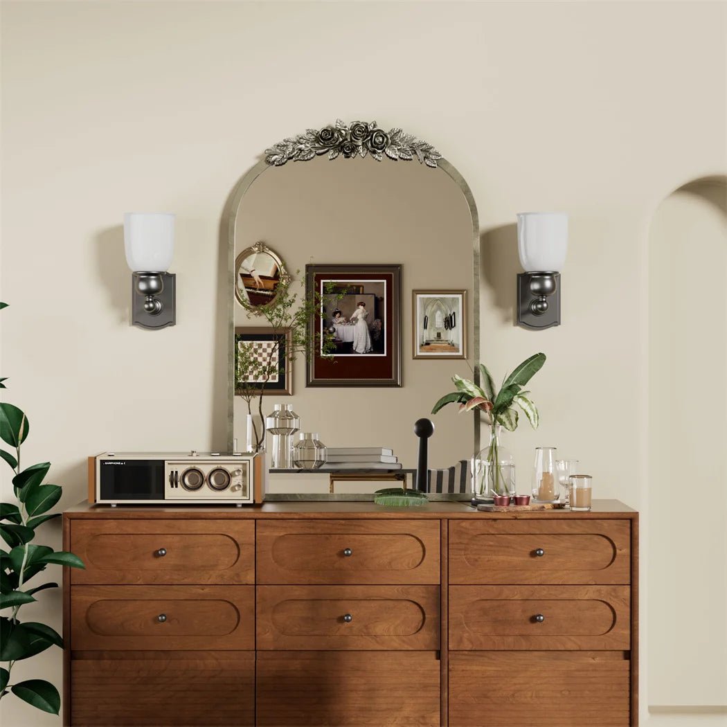 Arched Antique Brass Wall Mirror - DailyBasicNeeds.com