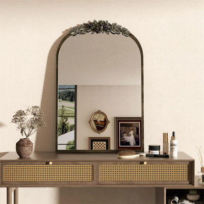 Arched Antique Brass Wall Mirror - DailyBasicNeeds.com