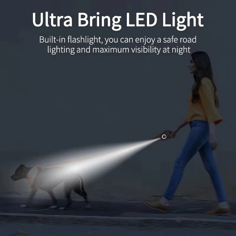 Automatic Retractable Dog Leash with Led Flashlight - DailyBasicNeeds.com