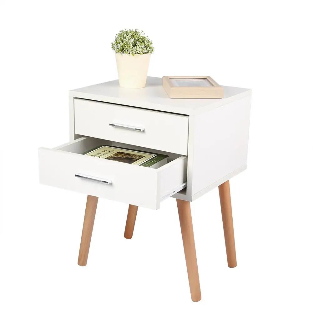 Bedside Table with Two Drawers - DailyBasicNeeds.com