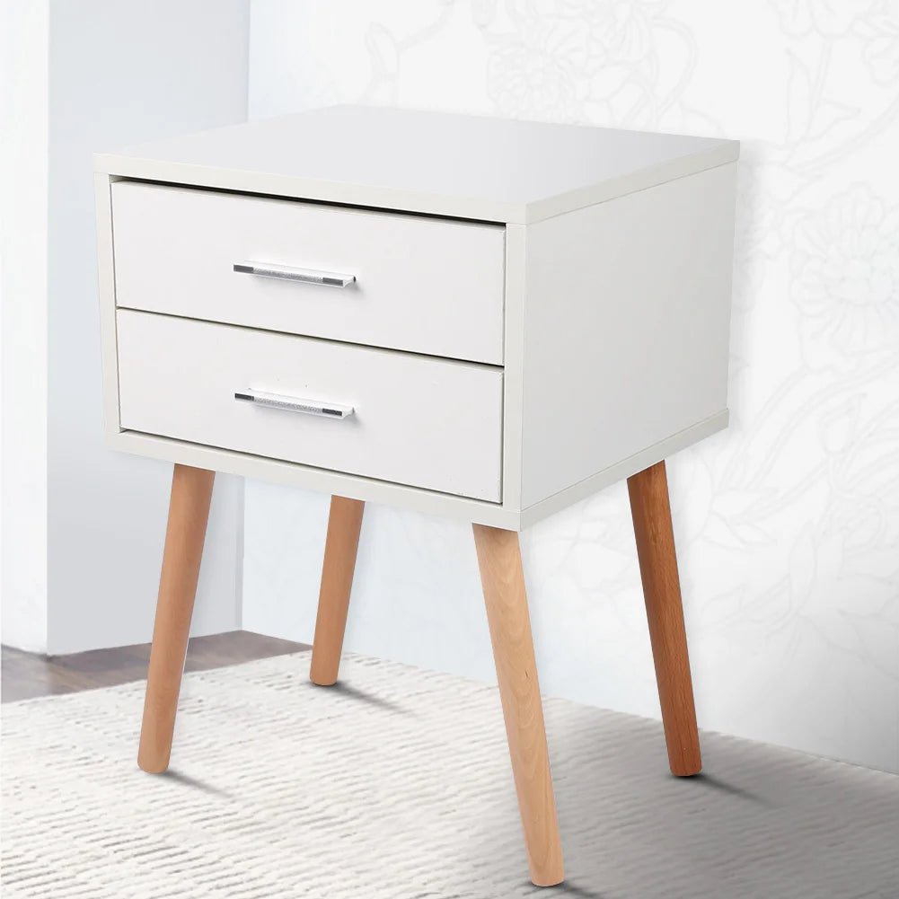 Bedside Table with Two Drawers - DailyBasicNeeds.com