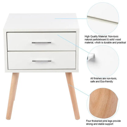Bedside Table with Two Drawers - DailyBasicNeeds.com