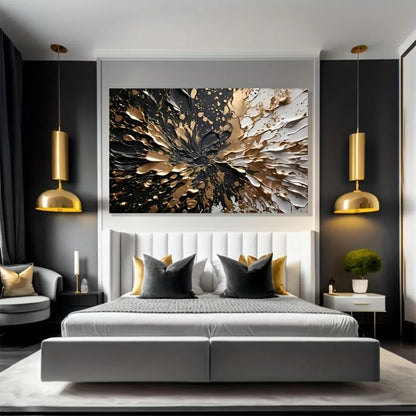 Black gold ink splash texture wall mural - DailyBasicNeeds.com