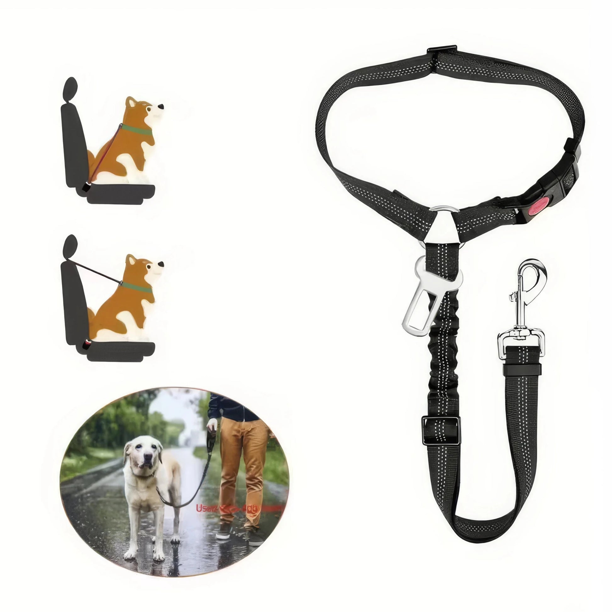 Black Pet Car Safety Rope - DailyBasicNeeds.com