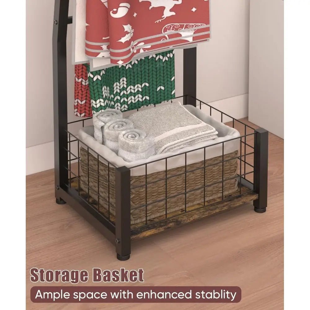 Blanket Ladder with Storage Basket - DailyBasicNeeds.com
