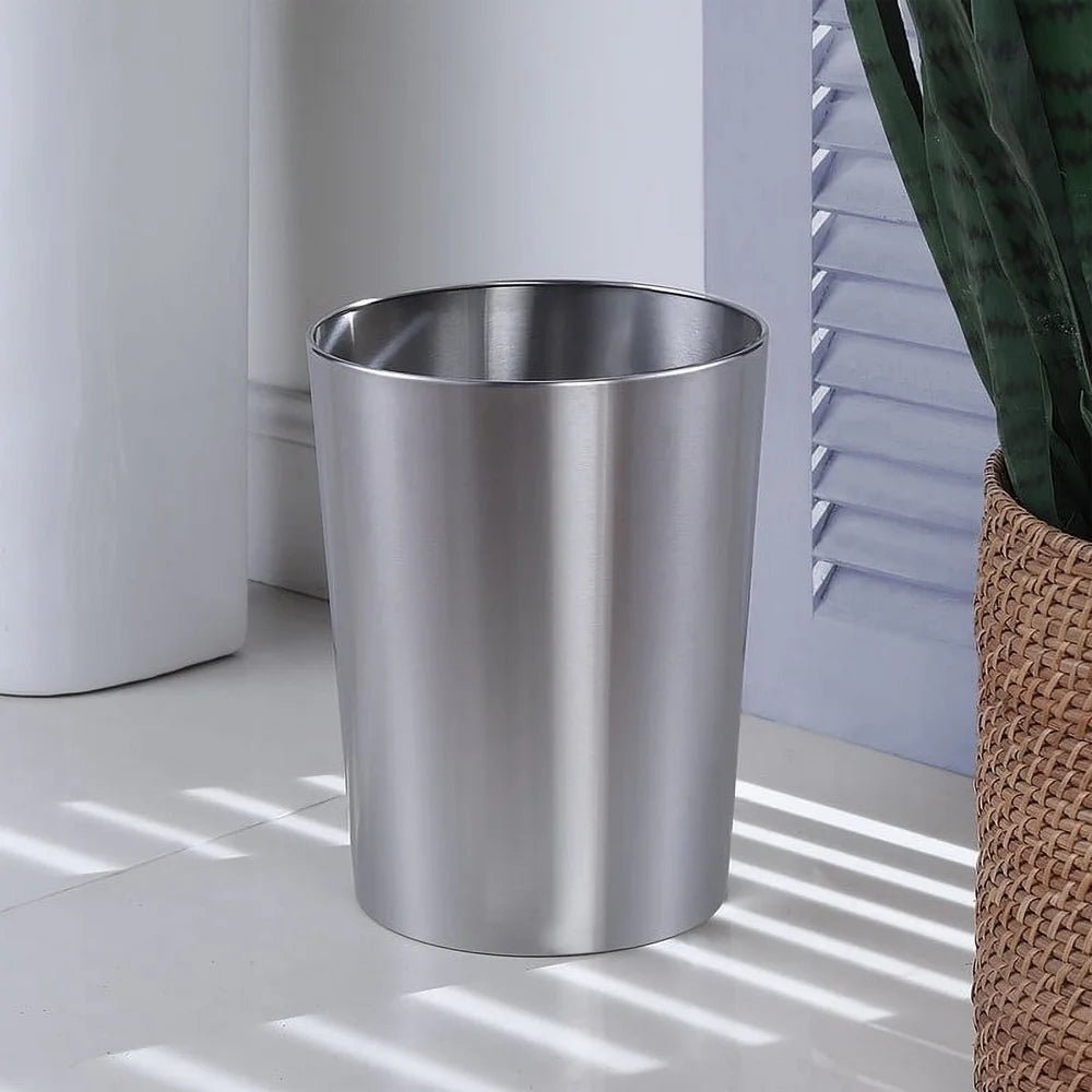 Brushed Nickel Wastebasket - DailyBasicNeeds.com