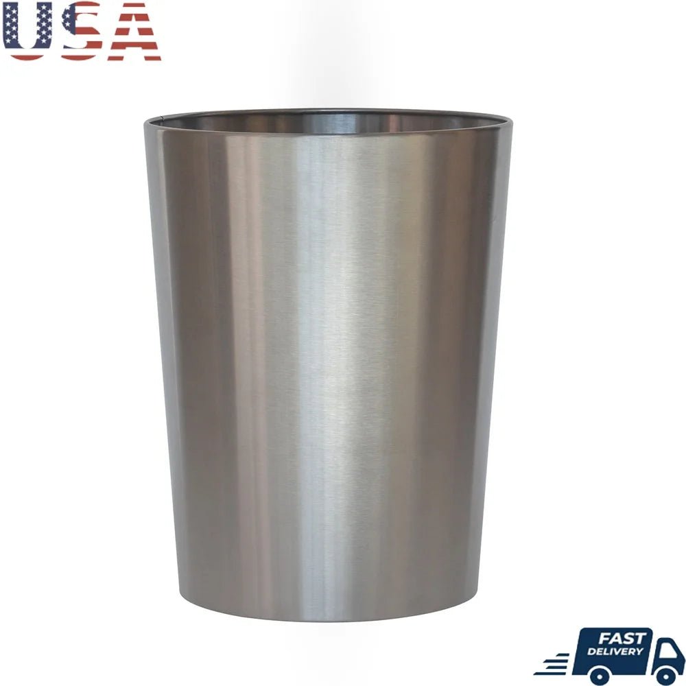 Brushed Nickel Wastebasket - DailyBasicNeeds.com