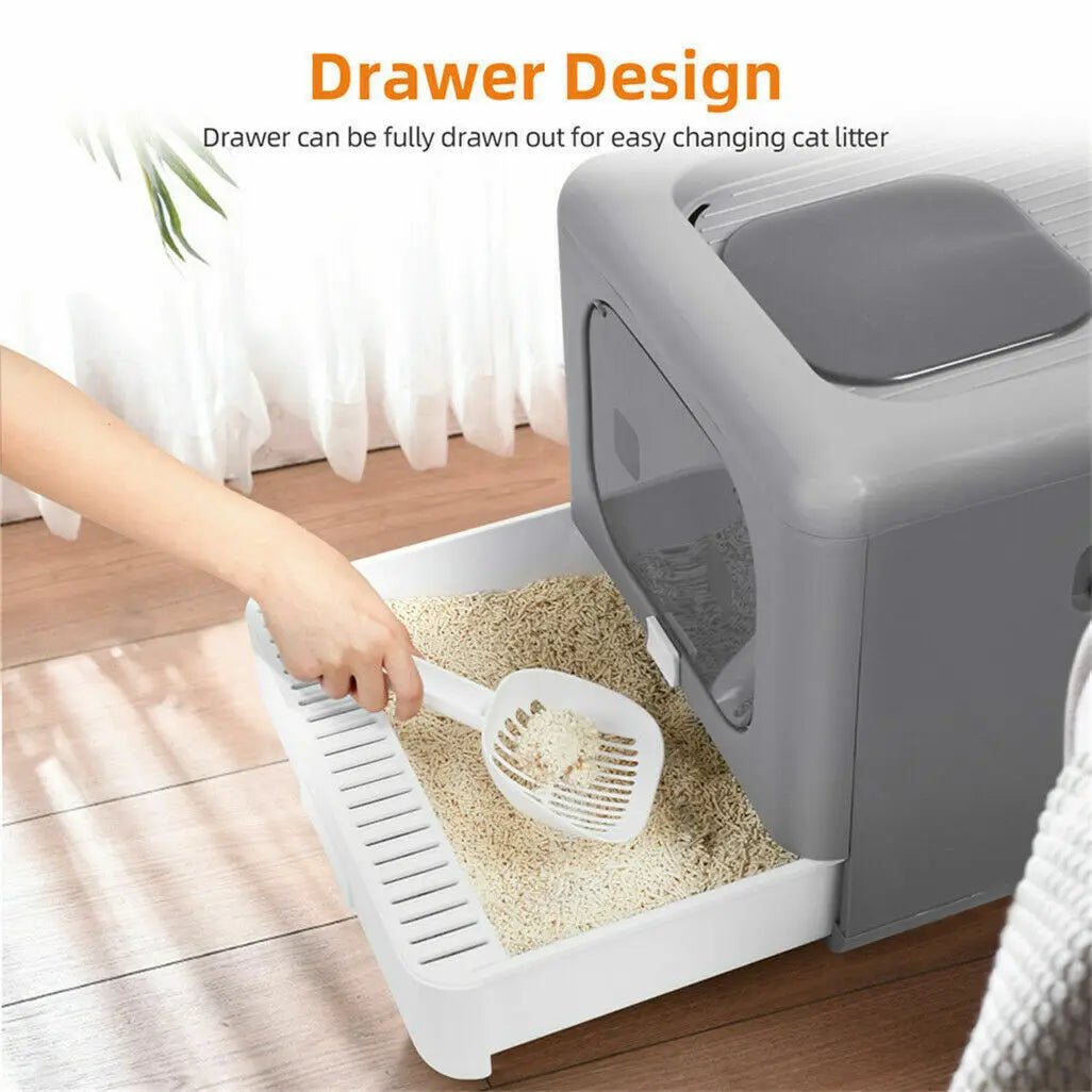 Cat Litter Box with Scoop and Tray - DailyBasicNeeds.com