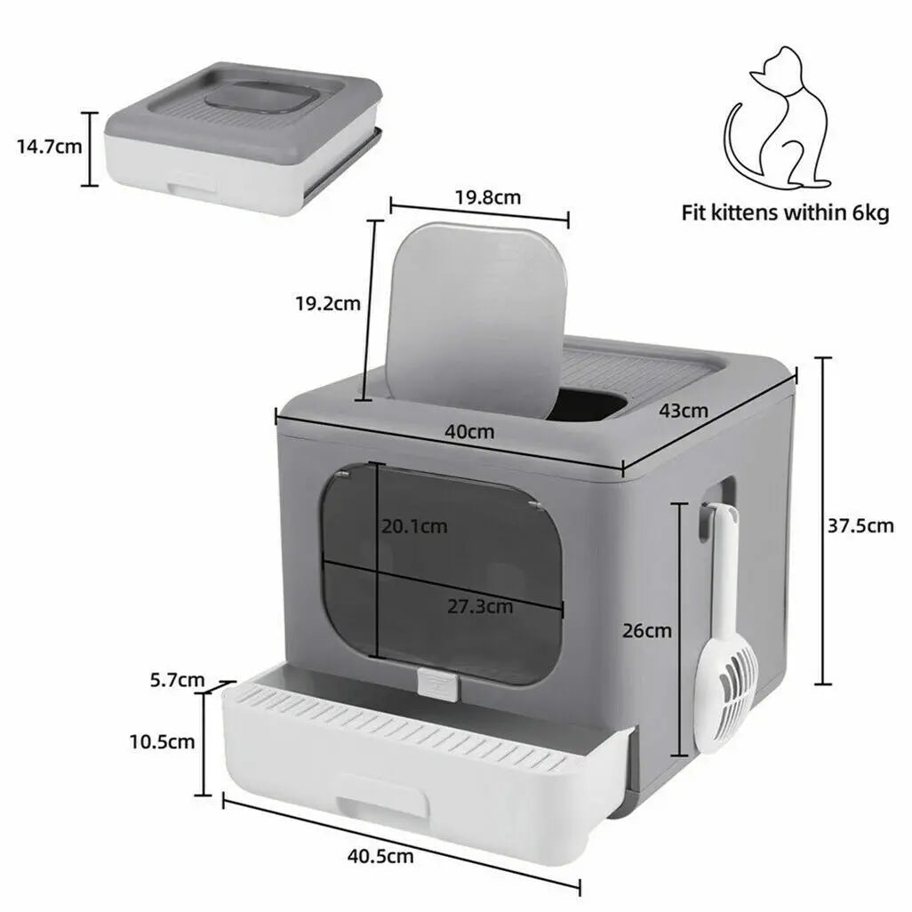 Cat Litter Box with Scoop and Tray - DailyBasicNeeds.com