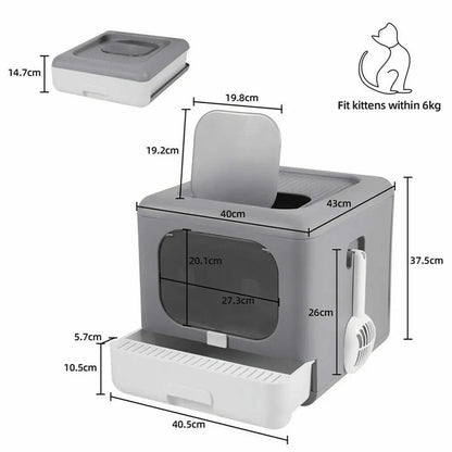 Cat Litter Box with Scoop and Tray - DailyBasicNeeds.com