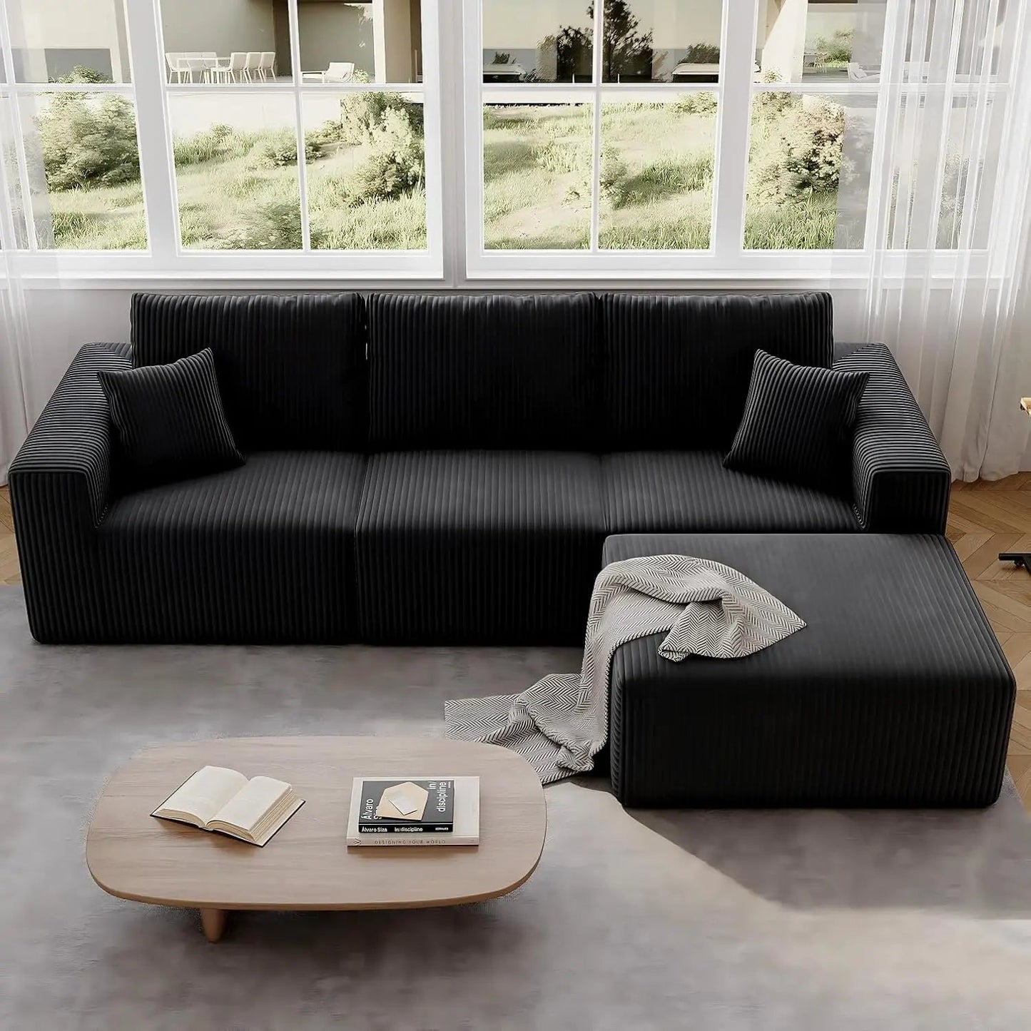 Cloud Sectional Sofa Deep Seat Modular L - Shape - DailyBasicNeeds.com